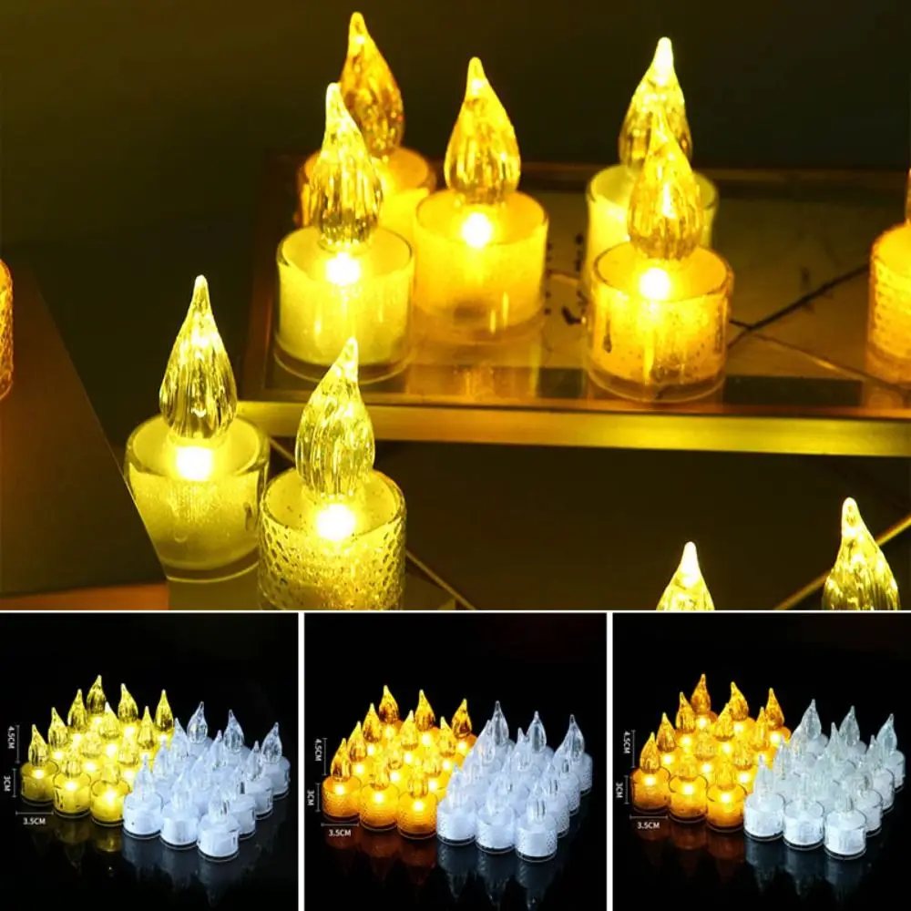 24Pcs Home Decoration with Battery Candles Light Acrylic LED Electronic Candle Flameless Night Light Birthday Party