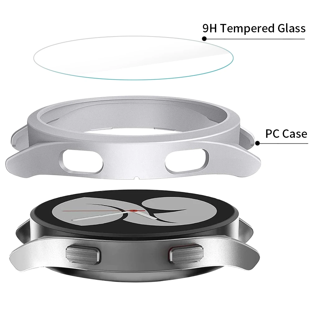 Vetro + custodia per Samsung Galaxy Watch 4 44mm 40mm protezione dello schermo custodia protettiva completa per Galaxy Watch 5 44mm 40mm Cover