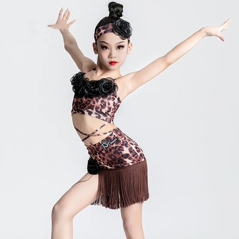 Tanz Performance Kostüm Praxis Tragen Mode Latin Dance Kleidung Lila Latin Dance Top Quasten Röcke Mädchen Latin