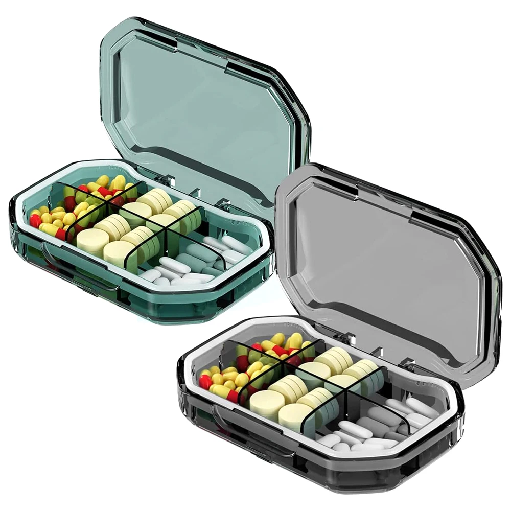 

6 Compartment Pill Box, Daily Portable Medicine Vitamin Box, Travel Pill Organizer for Pocket Purse,Fish Oil Box,Supplement Box