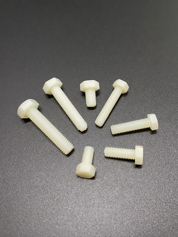 Nylon 66 Material Natural Color Fasteners Outer Hexagonal M4 M5 M6 Mechanical Thread Plastic Screw Insulating Bolt