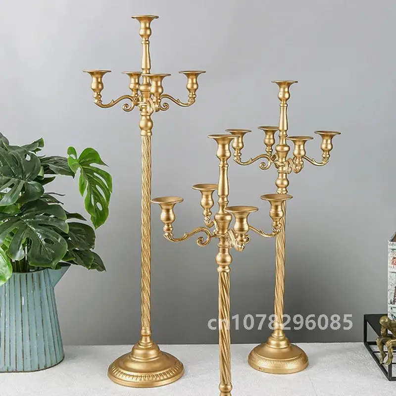 

63/73/89cm Metal Candelabra 5 Arms Gold White Silver Candle Holders Candlestick for Wedding Table Decorations Pillar Decor