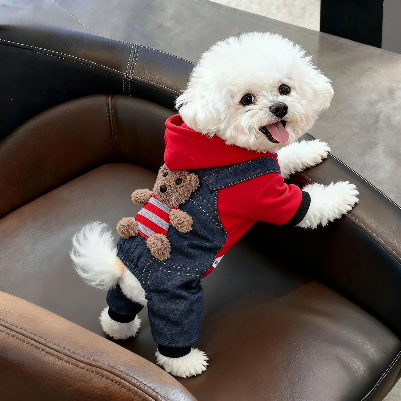 Thickened Cotton Dog Clothes Autumn Winter Warm Pet  Four Legged Clothes Teddy Bichon Pomeranian Small Dogs Harness