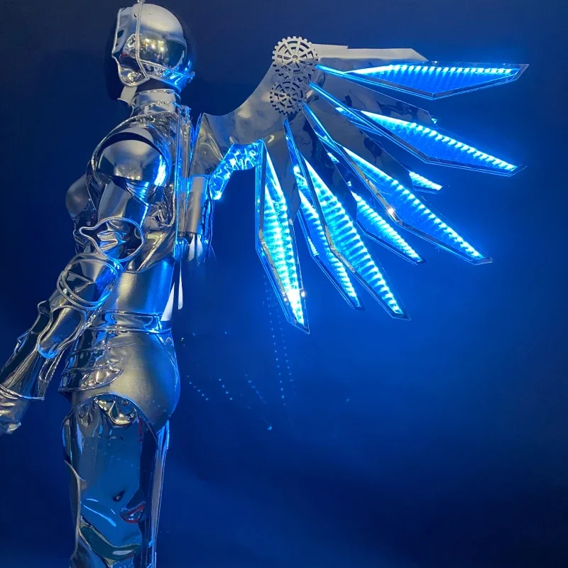 

Светодиодный костюм для выступлений: Новая оригинальная технология, светящийся образ «Женщина-воин» для гоу-гоу, сцены, диджеев, баров, косплея