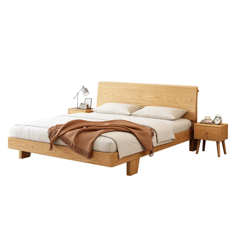 

Full solid wood bed, modern simple single bed master bedroom