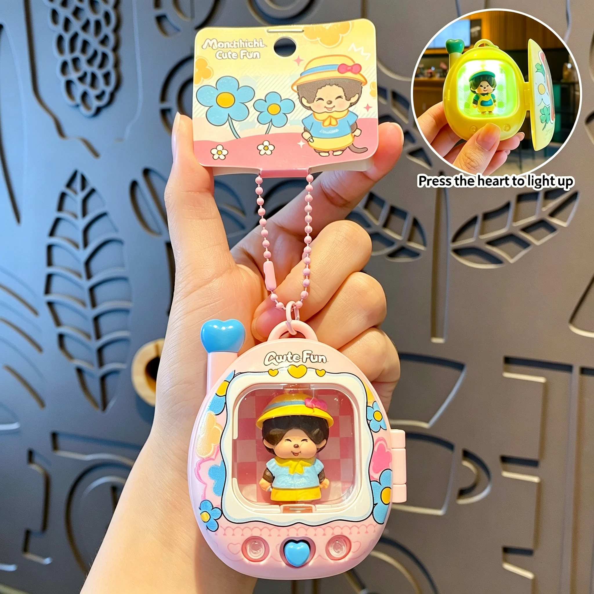Cute Monchhichi Glowing Keychain Bag Hanging Charm With Mini Night Light Function Lovely Backpack Decor Creative Present