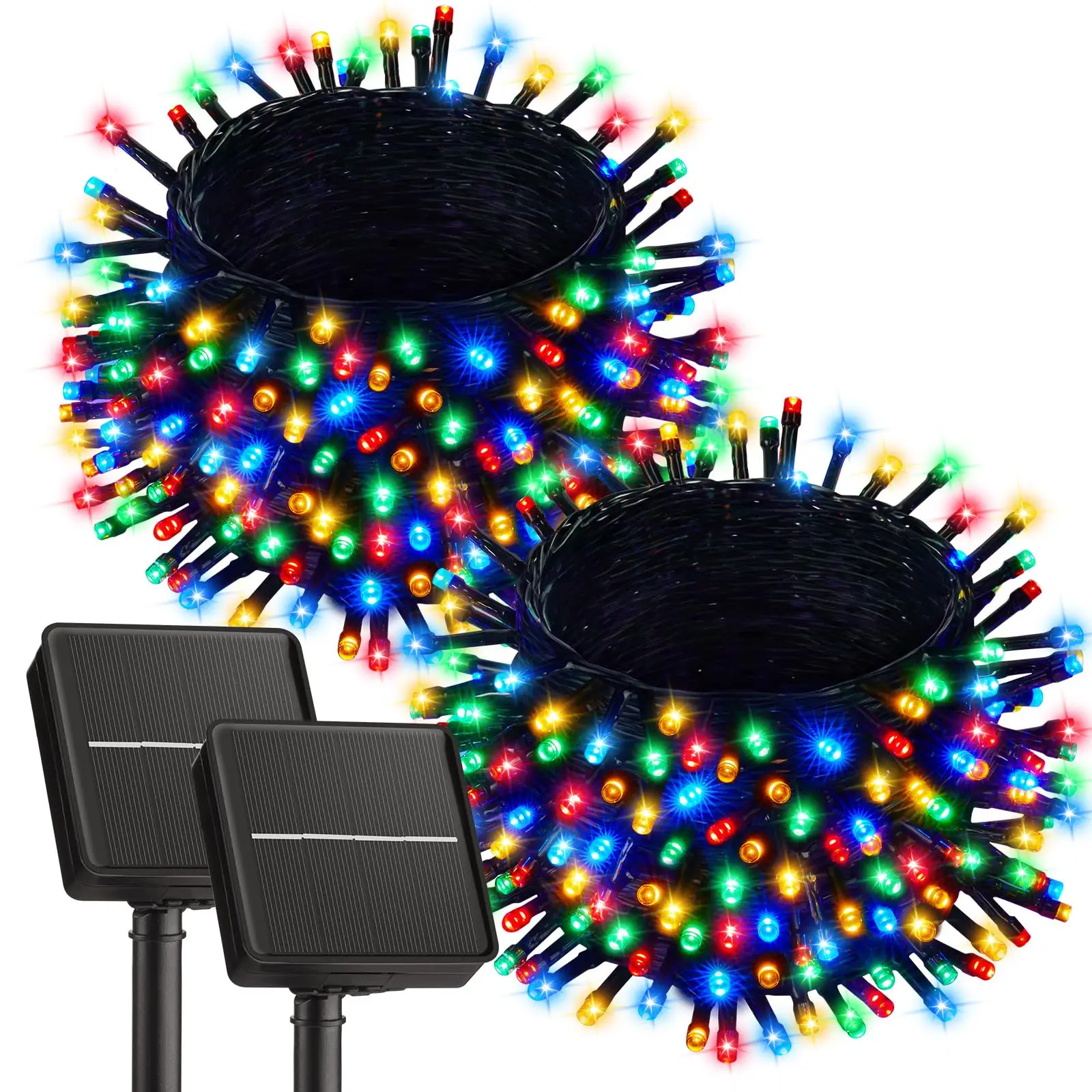 

2 упаковки по 100 светодиодных многоцветных елочных огней для наружного и внутреннего использования с прозрачным проводом, рождественские огни 39 футов (около 12 м см) красочные гирлянды для спальни, дерева, комнаты, вечеринки, рождественские украшения