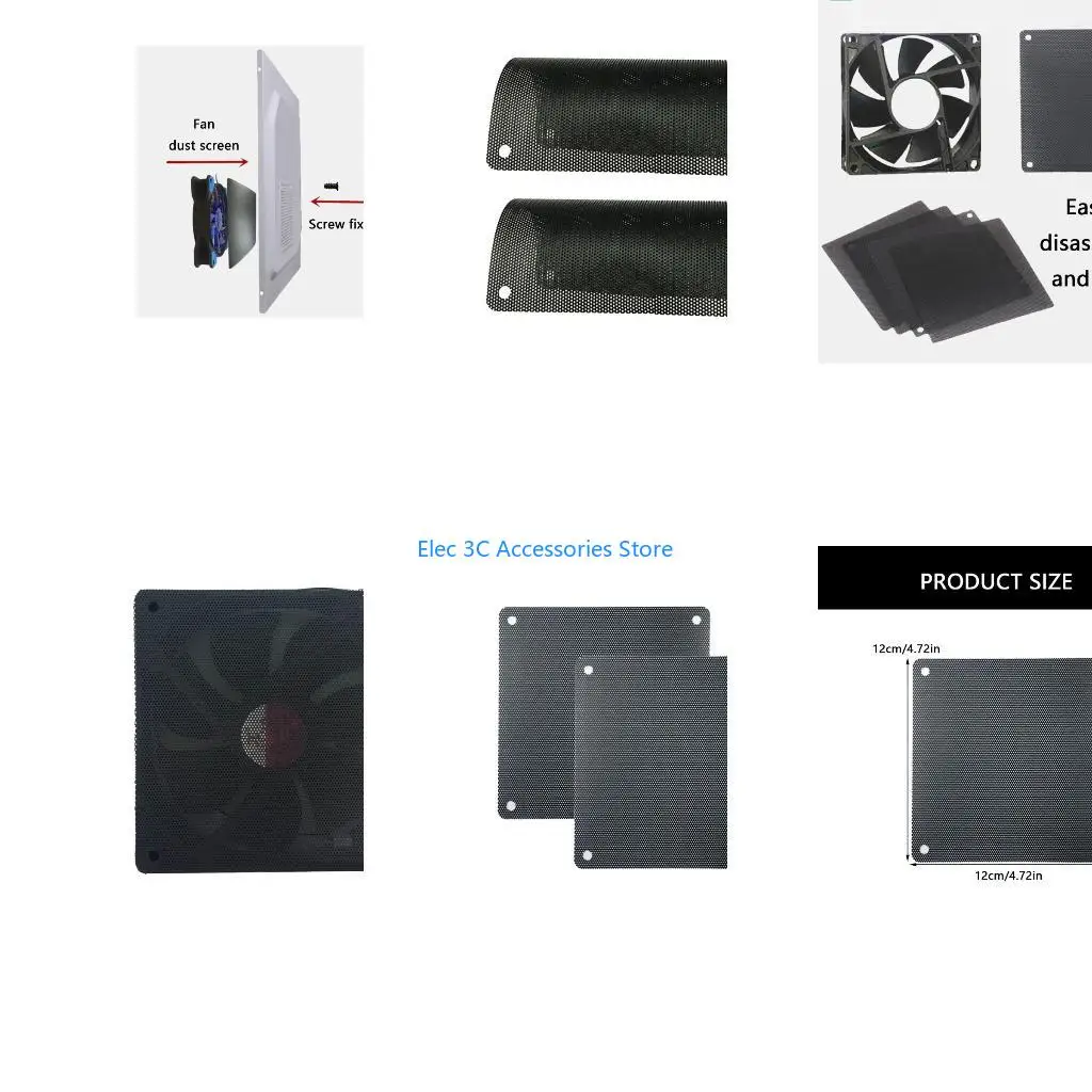 Y51A 12x12cm PVC Dust Filter Screen for Computer Case Fan Effective Airflows and Easy Maintenance
