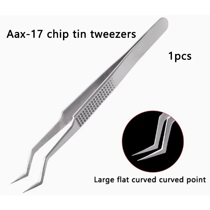 Pinzas de estaño para Chip de Aax-17, acero inoxidable, punta extra, pinzas de posicionamiento no magnéticas