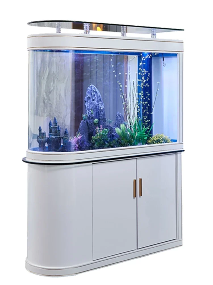 Living Room Home Subareas Screens Large Bottom Filter Glass Fish Tank Ecological Aquarium