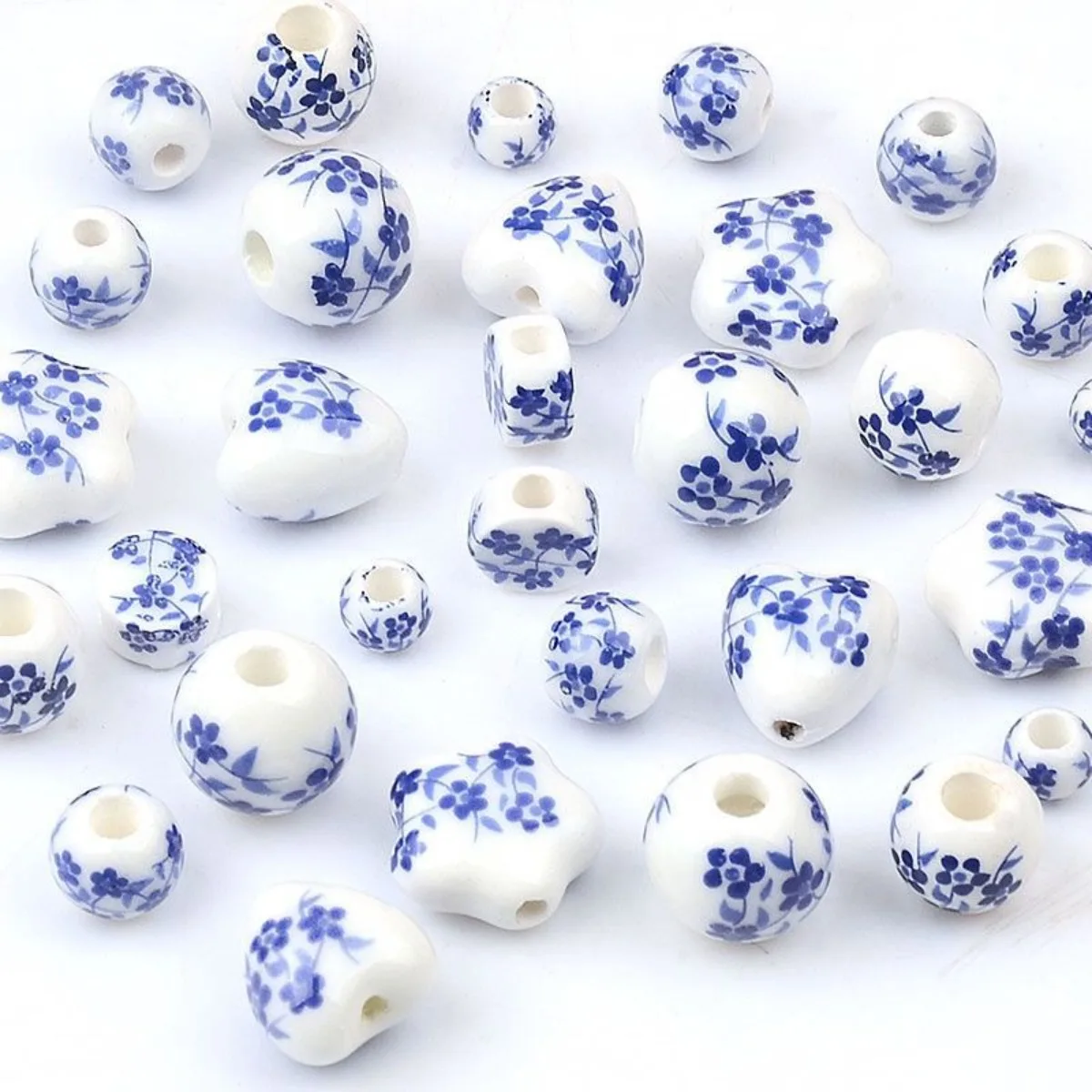 TX68 5pcs Different Shape Porcelain Beads Loose Ceramic Beads Jewelry Making Necklace Bracelet DIY Jewelry Material Accessory