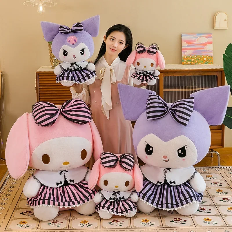 60CM Sanrio Kawaii 플러시 인형 만화 Kuromi 멜로디 박제 큰 크기 플러시 장난감 베개 룸 장식 어린이 생일 선물