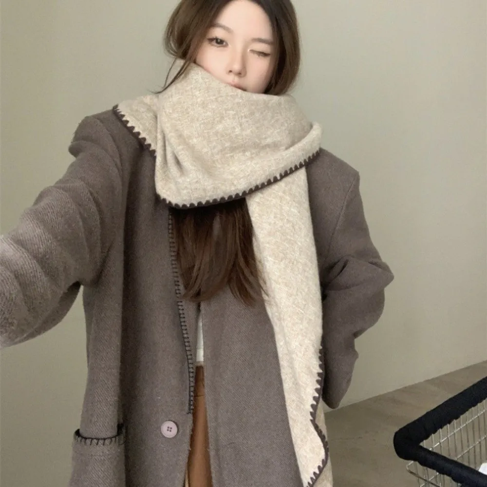 

Модная однотонная вязаная шаль, мягкая накидка на шею, треугольный шарф, утолщенный зимний теплый свитер, шаль, накидка