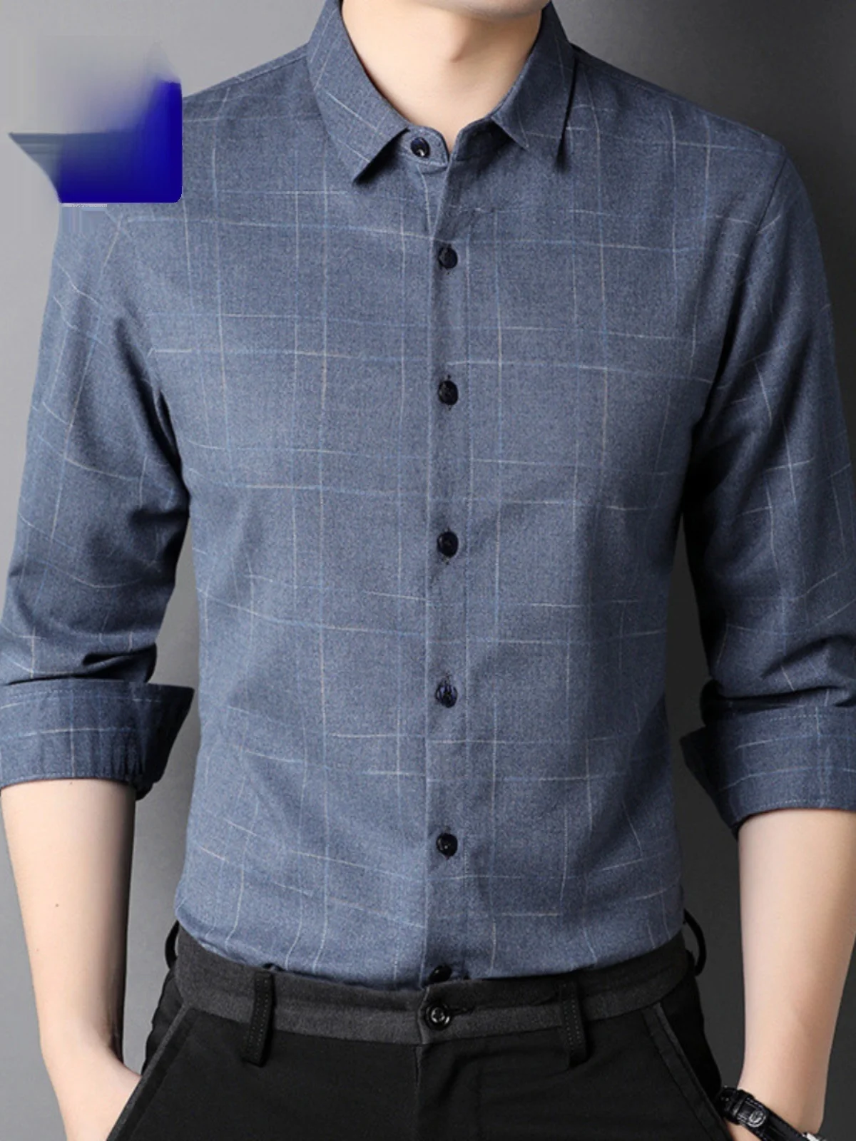 

High-End Men's Long Sve irt Spring Autumn Sle Busin Casual Midlife Dad Clothes Faion Urban Polyester Rayon Blend