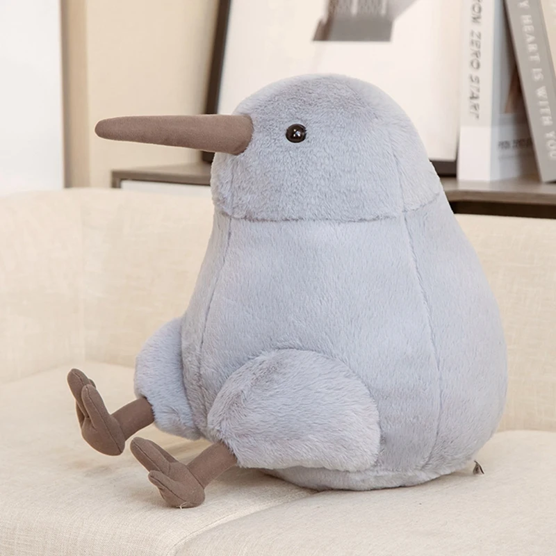 Juguete de peluche de pájaro Kiwi gris, almohada de cuerpo grande realista sentado, regalos de peluche