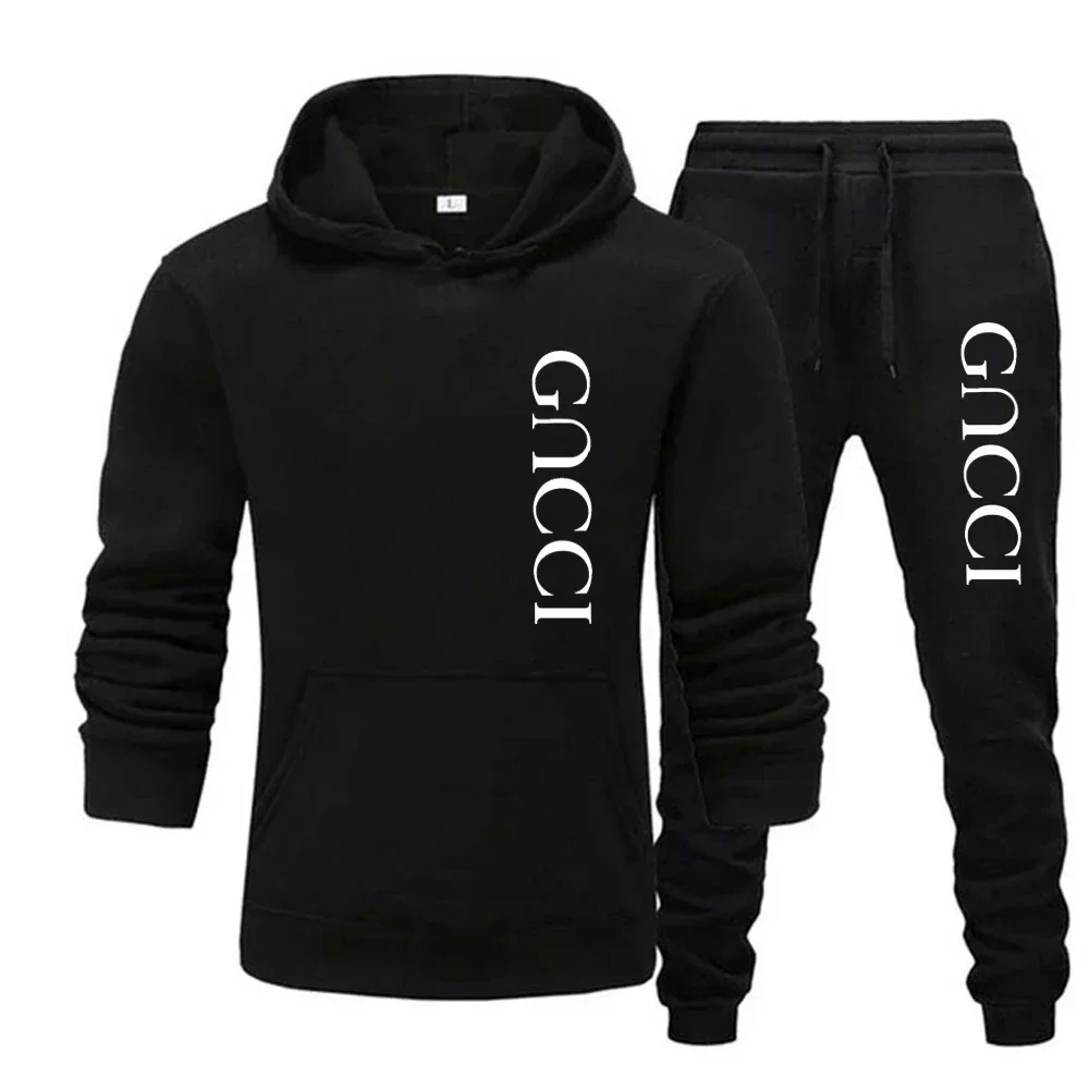 

New men's and women's casual hoodie + jogging pants two-piece set, spring and autumn fashion outdoor fitness men's sports suit