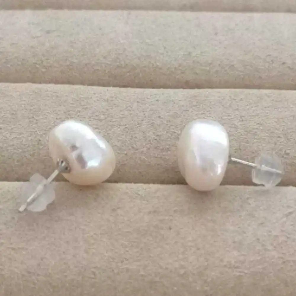 Flawless white Baroque pearl earrings 925 silver earring Dangle Eardrop Teens  Ear Drop Jewelry Beaded Hoop