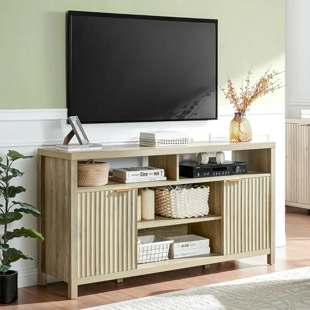 TV Stands for Living Room, Heavy Duty Entertainment Center with Storage, Mid Century Modern Television Stands for 50/55/60/65 TV