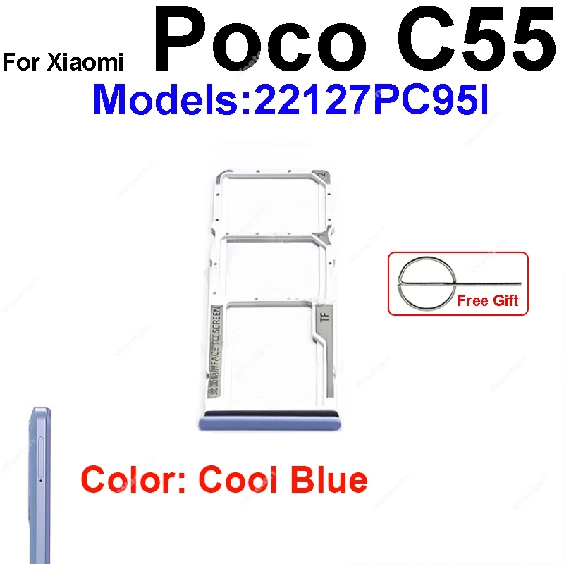Sim Card Tray Holder For Xiaomi Poco C40 C50 C55 C65 C75 SIM Card Slot Holder Socket Card Reader Adapter Replacement Repair