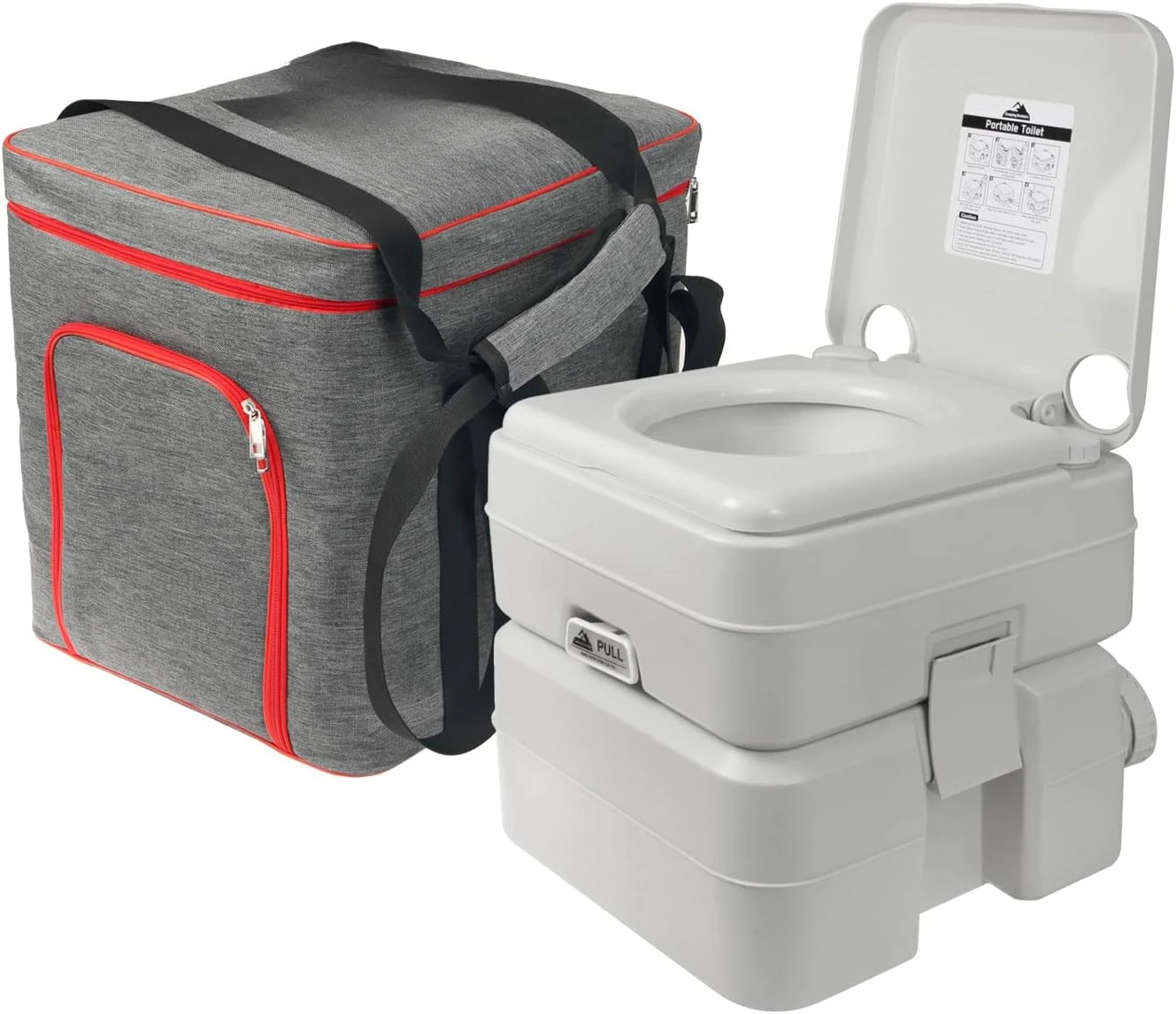 Portable 5.3 Gallon Camping Toilet with Carry Bag - Supports 286 LBS, 50 Flushes, Detachable Tanks