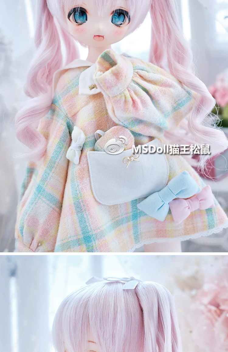 BJD Doll Wig 1/3 1/4 1/6 Handmade Bjd Doll Wig Curly Hair DIY Joints Doll Toy Fashion Fiber Double Tail Wig Dolls Accessories