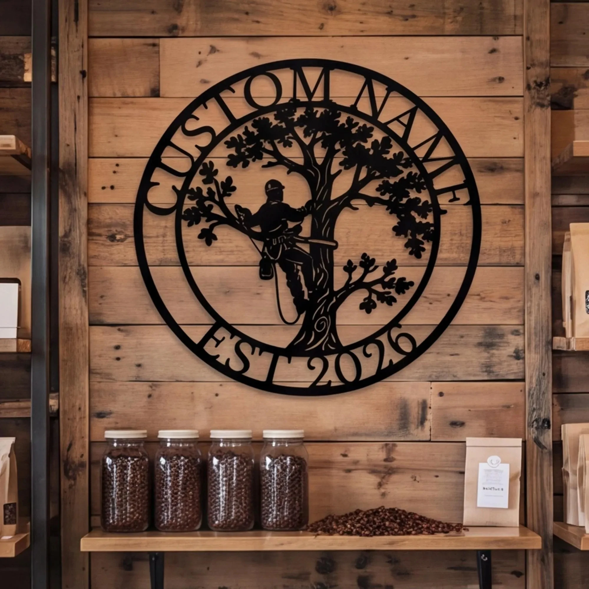 Custom Arborist Metal Wall Art, Tree Climber Sign, Tree Service Business Plaque, Logger & Forester Decor