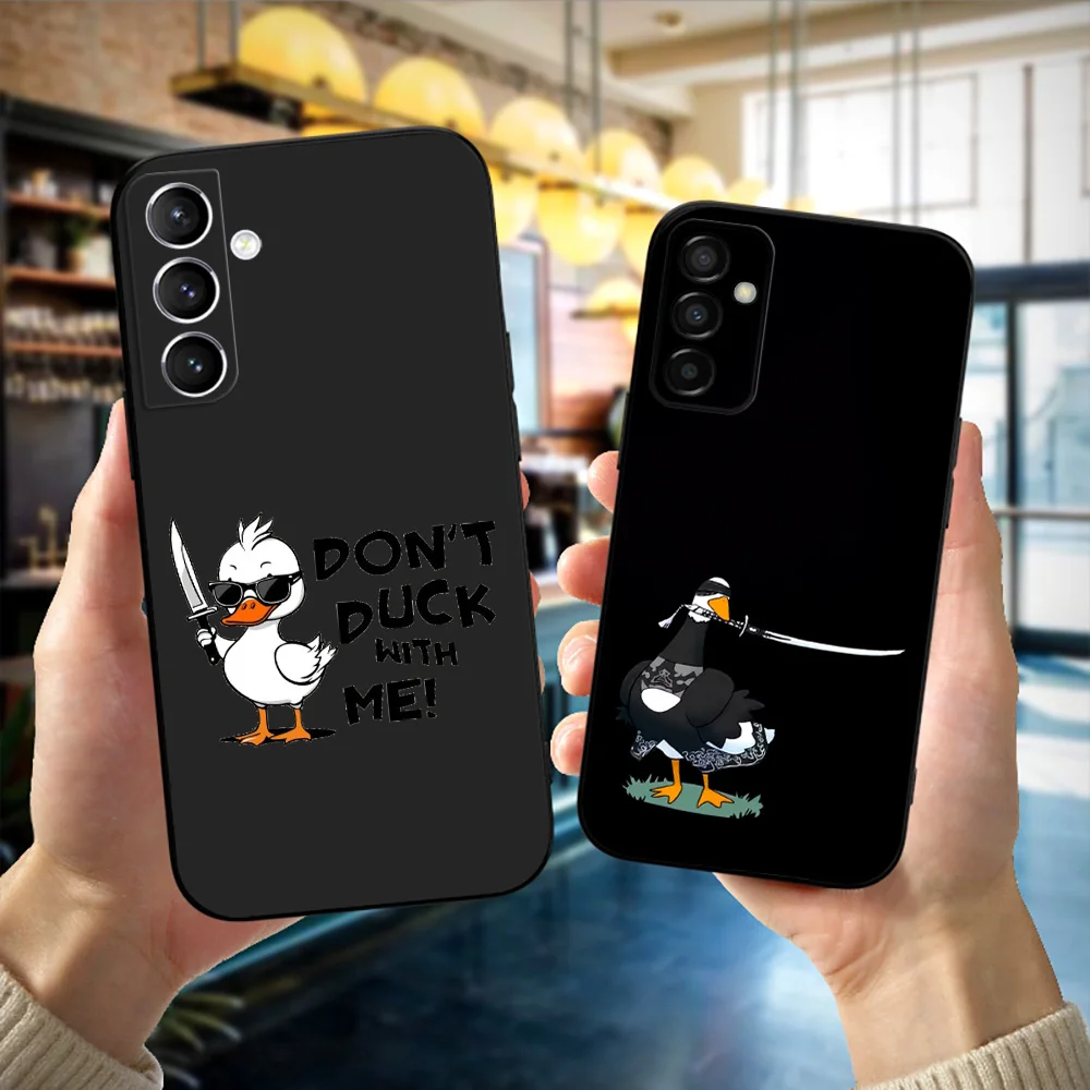 Black tpu Case For Samsung galaxy S24 S23 S22 S20 S21 FE PLUS ultra+S10 E lite cover Funny Duck