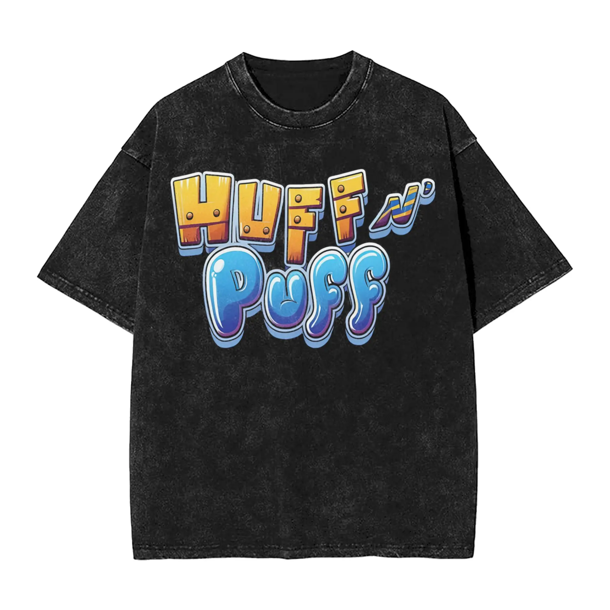 Huff N Puff Slot Machine  Outfit Washed T Shirts Men Women Streetwear Hip Hop T-Shirts Summer  Tees Tops Short Sleeve
