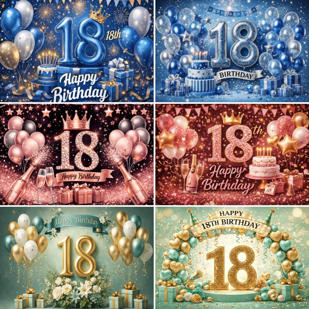 

18th Birthday Party Decoration Background Multiple Colors Balloon Photography Backdrop Adult Ceremony Photo Booth Banner Props