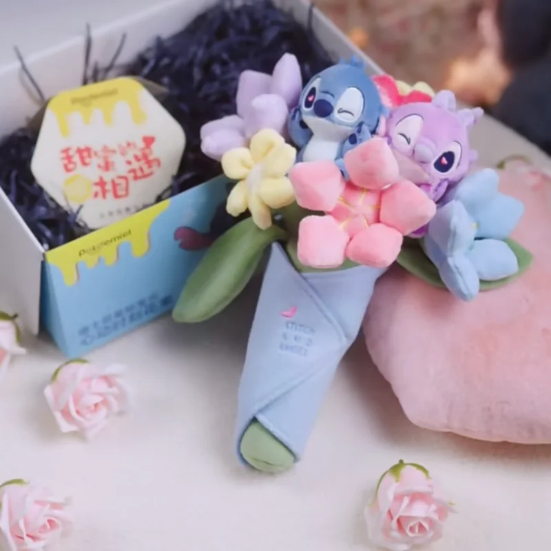 Potdemiel Ufficiale Disney Stitch Nick Peluche Bambola Bouquet Insegnante/San Valentino Stagione di Laurea Palmare Decorazione Fiore Regalo