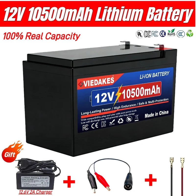 12V Lithium Battery 105.Ah LiFePO4 4000+Deep Cycles Built-in BMS,10-Year Lifetime,for UPS, Kayak Fish Finder, Solar Panel,Radio