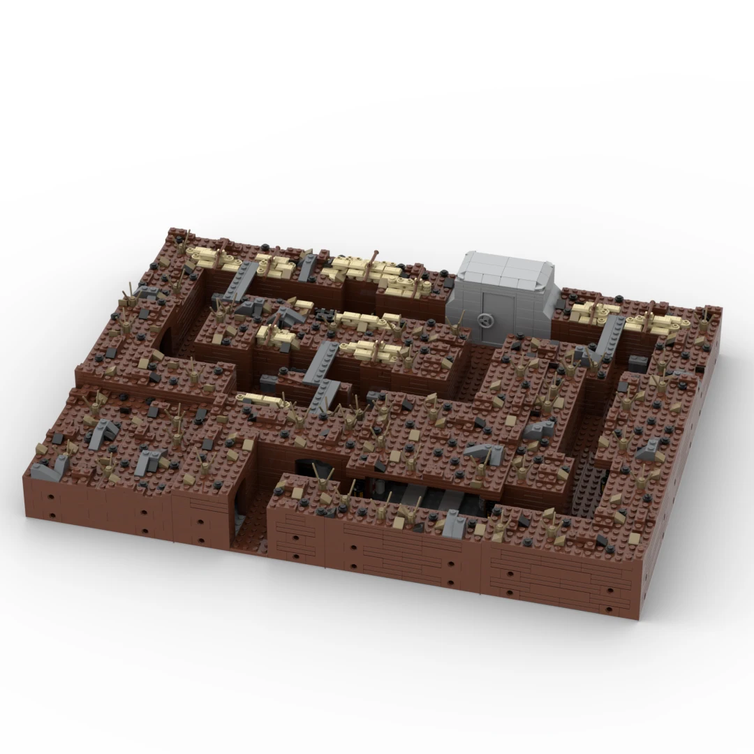 WW2 Military Trench Building Blocks Kit Destroyed House War Scene  Soldiers Figure Ruins Blockhouse Battlefield Bricks Toys Boys