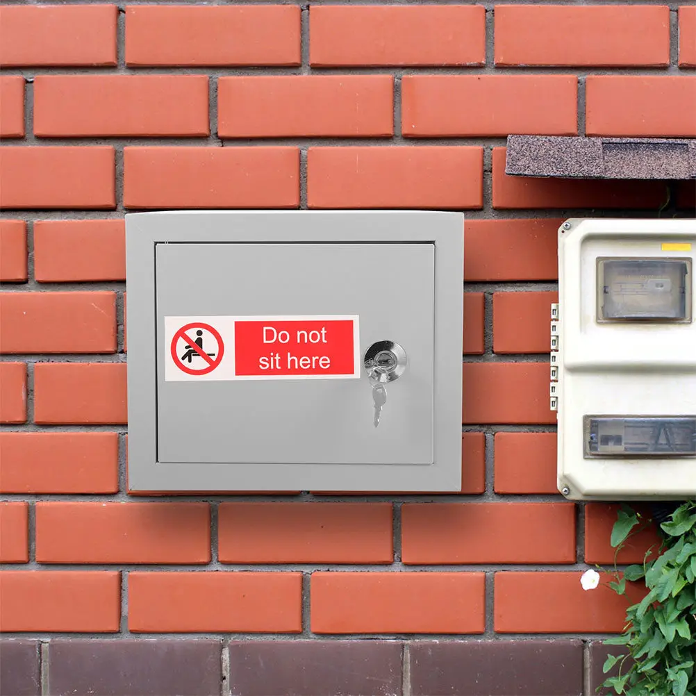 2Pcs Safety Warning Stickers Here Prohibition Sign Self Adhesive 150x50mm Office School Hotel Warning Stickers