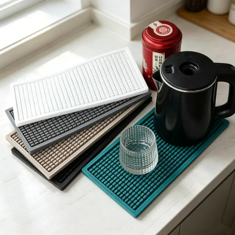 Commercial Kitchen Prep Table - Drainable Non Slip Silicone Bar Mat