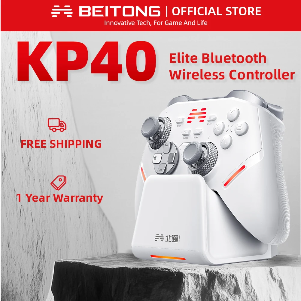 

BEITONG KP40 Elite Wireless Controller for PC/Switch/iOS/Android/Steam, Adjustable TMR Joystick, TMR Trigger, 1000Hz Pro Gamepad