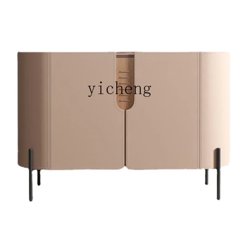 ZZk Saddle Leather 35cm Stone Plate Sideboard Cabinet Modern Living Room Locker Entrance Cabinet