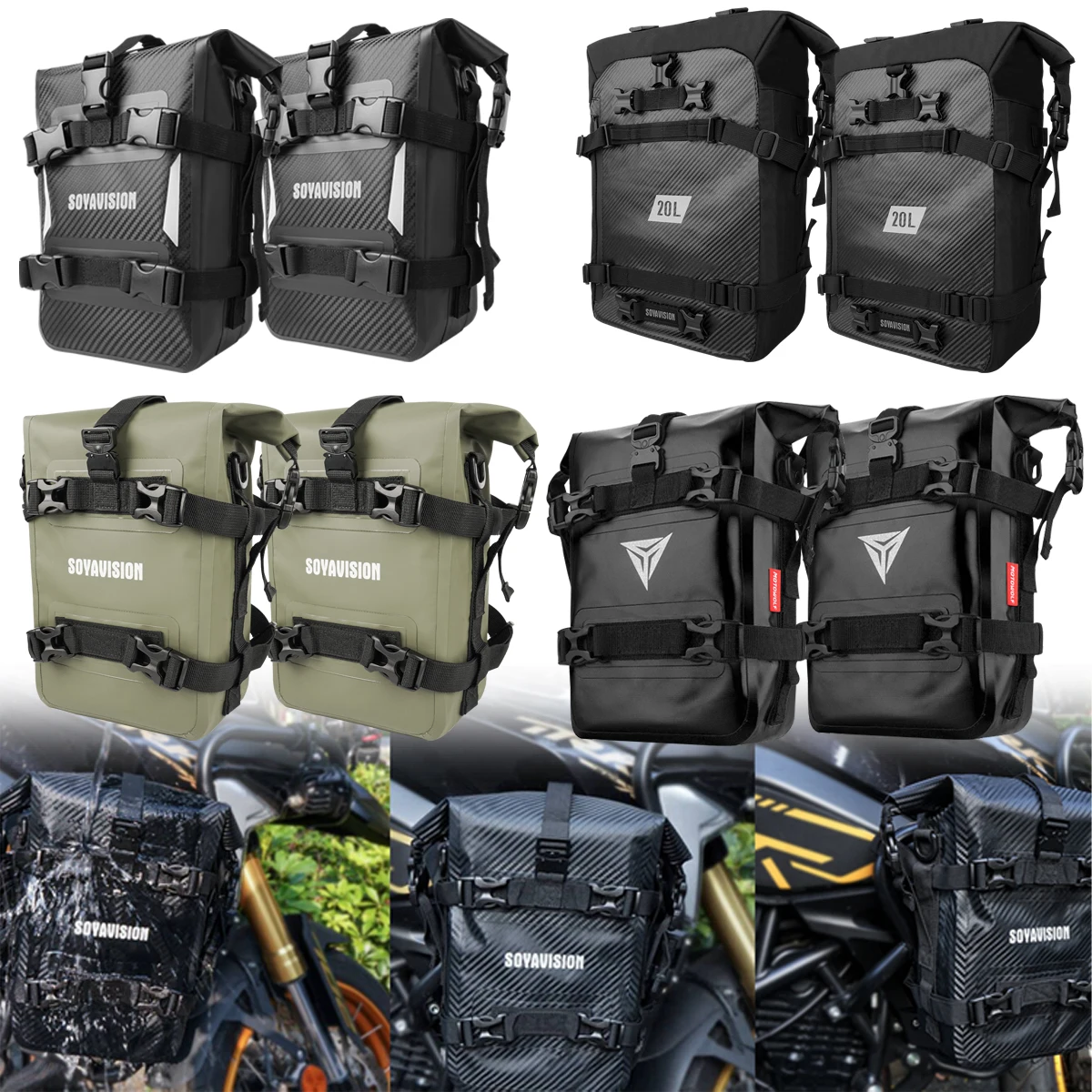 

2X Waterproof Motorcycle Crash Bar Bag Saddlebags PVC For BMW K1600GT/GTL R1200GS For SUZUKI V-Strom - Ideal For Street Touring