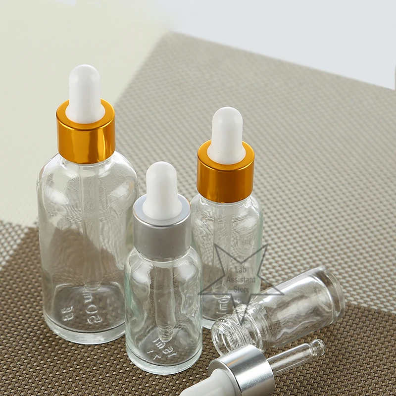 زجاجة زيت عطري للمختبر 10 قطع من الزجاج الشفاف 5 مل إلى 100 مل تستخدم المختبر المقاوم للتسرب المتين #1