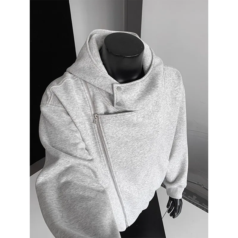 Grauer Kapuzenpullover für Männer und Frauen, Herbst- und Winterneuheit 2026, dicke und lockere Jacke.