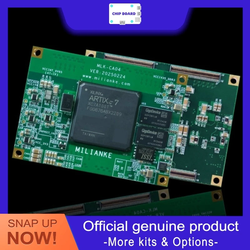Milinker MLK-CA04-100T200T FPGA Board, Xilinx Artix-7 with GTP transceiver, PCIe, eight-channel interface.