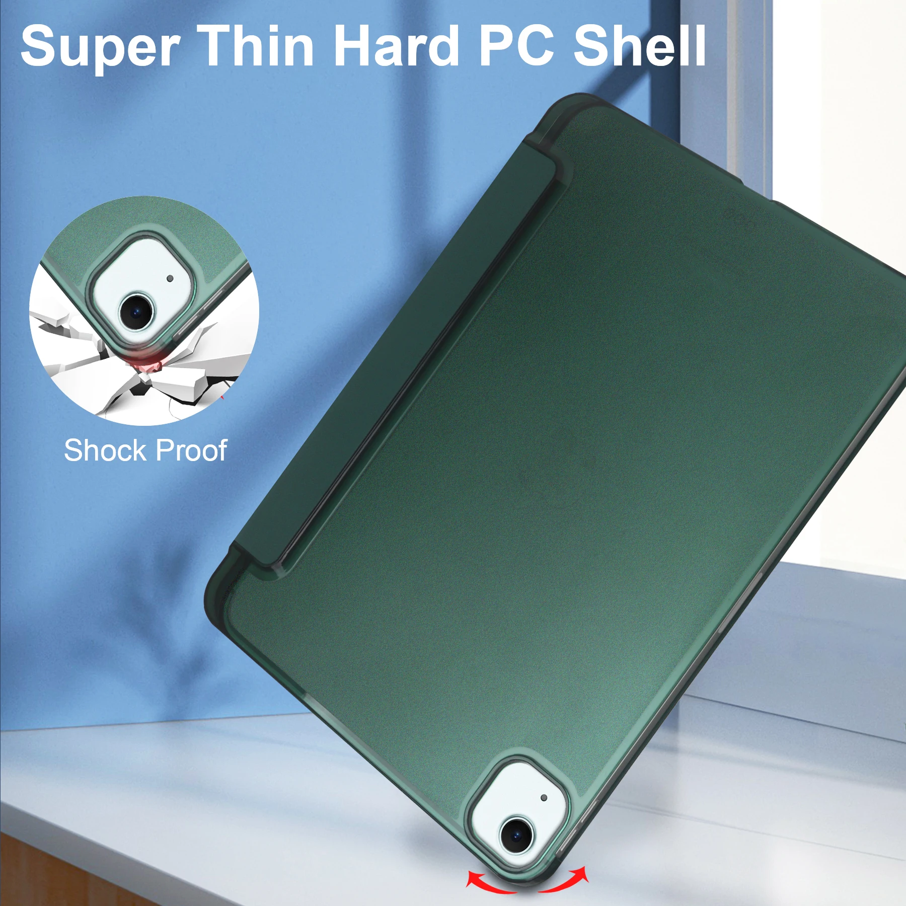 أغطية جلد لجهاز iPad air 13 2025 2024 Pro12.9 2018 2020 2021 2022 حافظة ثلاثة أضعاف فتحة فرشاة بلوري شفافة مع موقع القلم #3