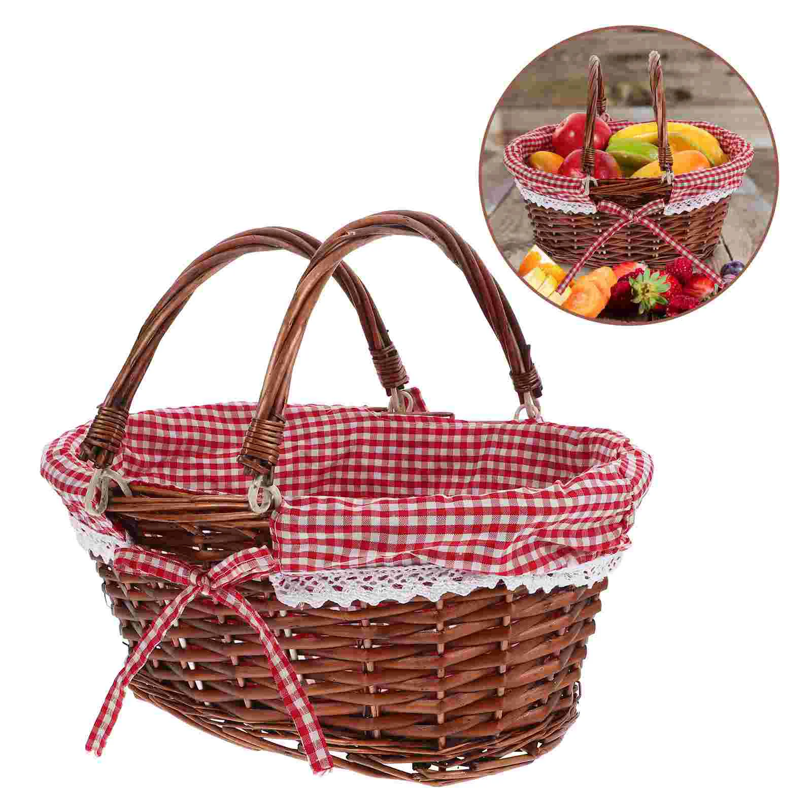 Picnic Basket New with Stuffed Animal Wicker Lid Large Scalloped Blanket Backpack Baskets