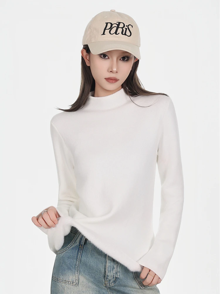 

Теплый вязаный свитер Thiened Fce с высоким воротником для женщин, осенне-зимний, стильный, для повседневной носки, EVA