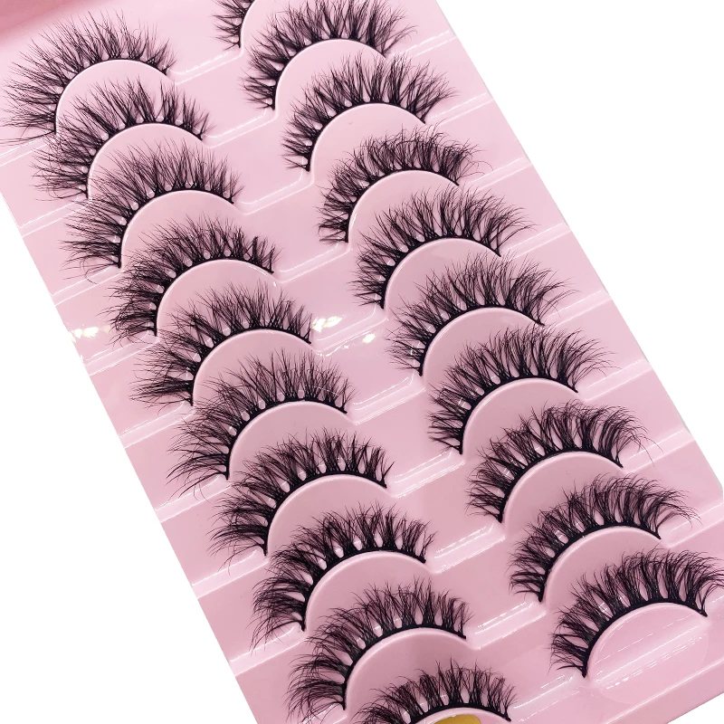 HBZGTLAD 10 pares de pestañas postizas de visón 3D pestañas densas desordenadas pestañas cortas de visón maquillaje Kit de extensión de pestañas postizas