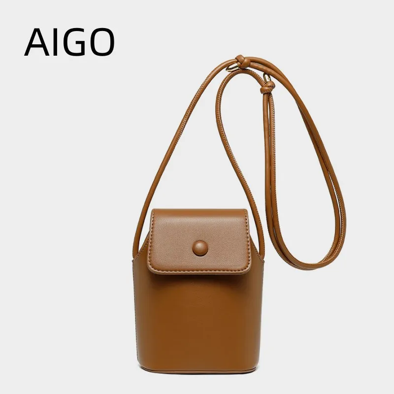 AIGO Women's Retro Artificial Leather Small Size Crossbody Bag Designer Mobile Phone Bag Mini Shoulder Bags For Women Wallet