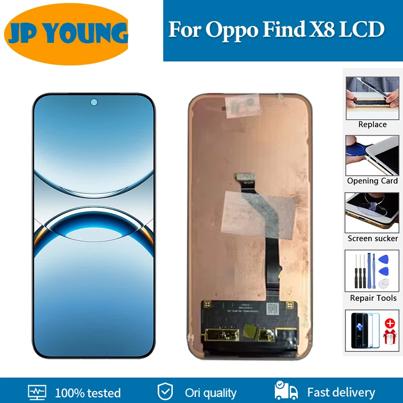 

6.59" Amoled Original For Oppo Find X8 CPH2651 LCD Display Touch Digitizer For OPPO FindX8 PKB110 Display With frame Fingerprint