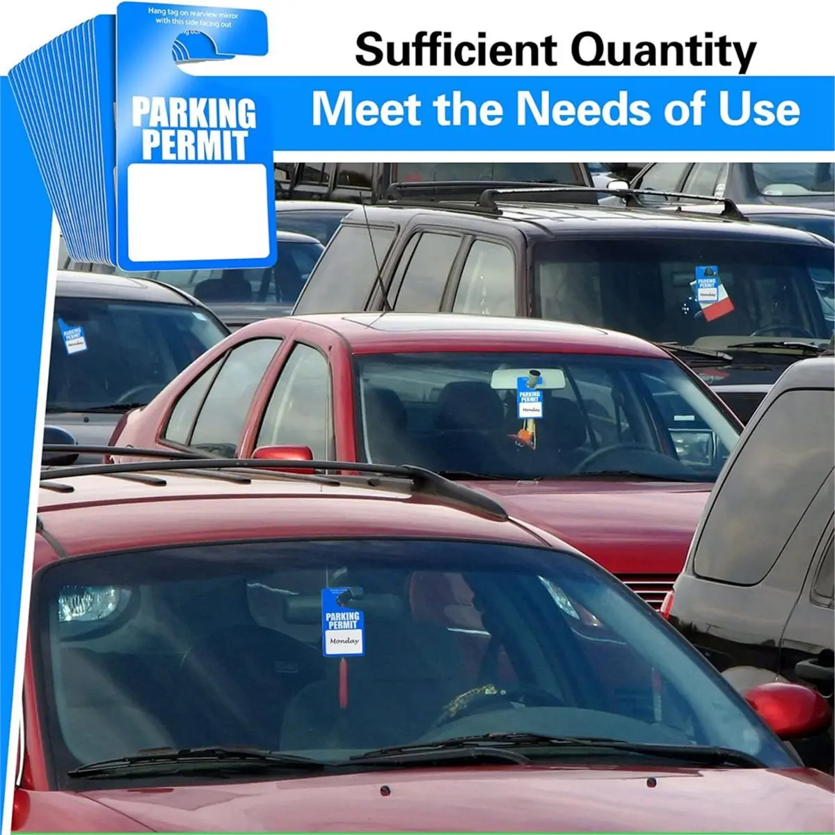 A20I Lot de 100 étiquettes de permis de stationnement en plastique, cartes de stationnement en PVC, étiquettes suspendues 3 x 5 pouces pour rétroviseur de voiture