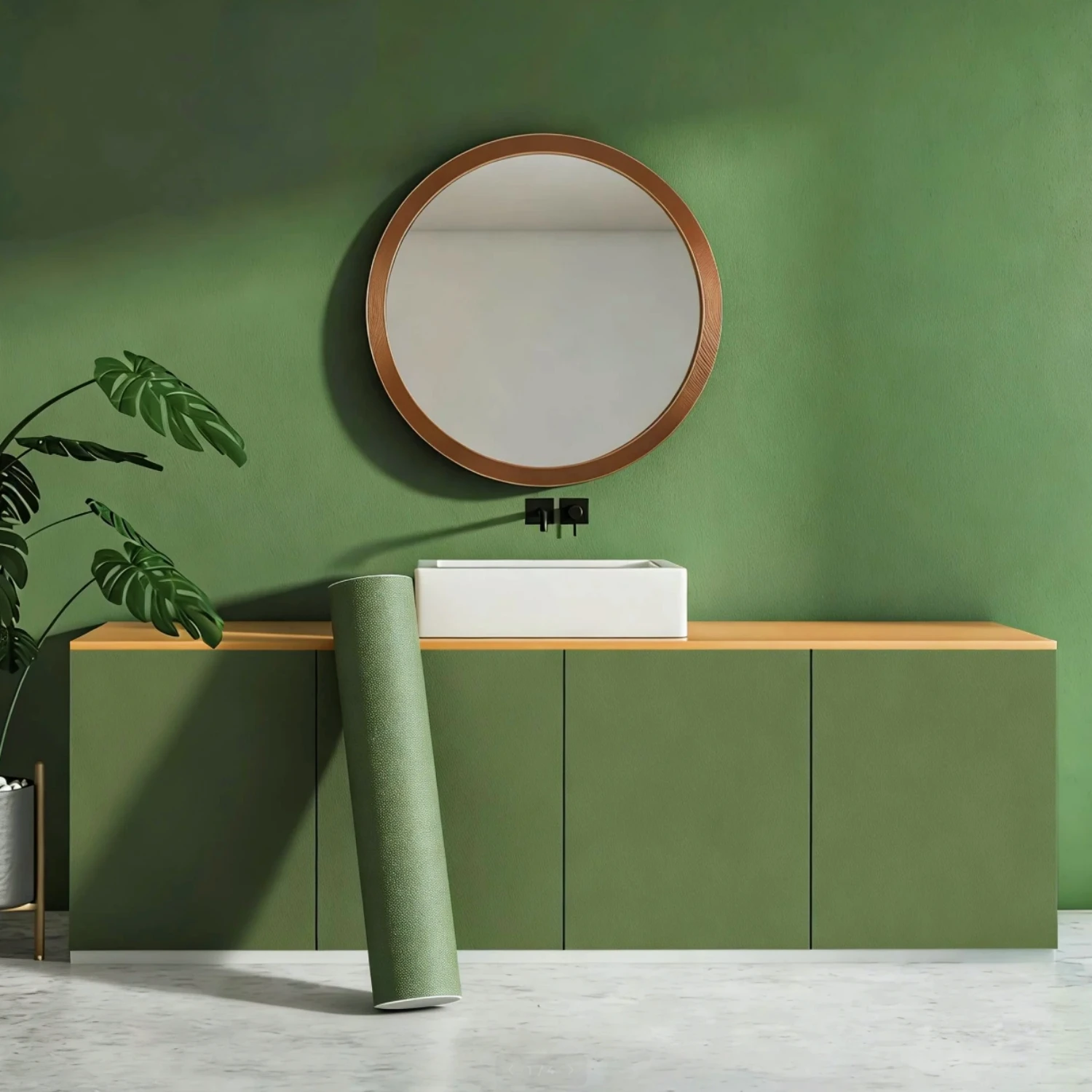 

55cm Green Matt Self-Adhesive Film Sticker Thickened Protection for DIY Furniture Kitchen Cupboards Tables Wall Renovation