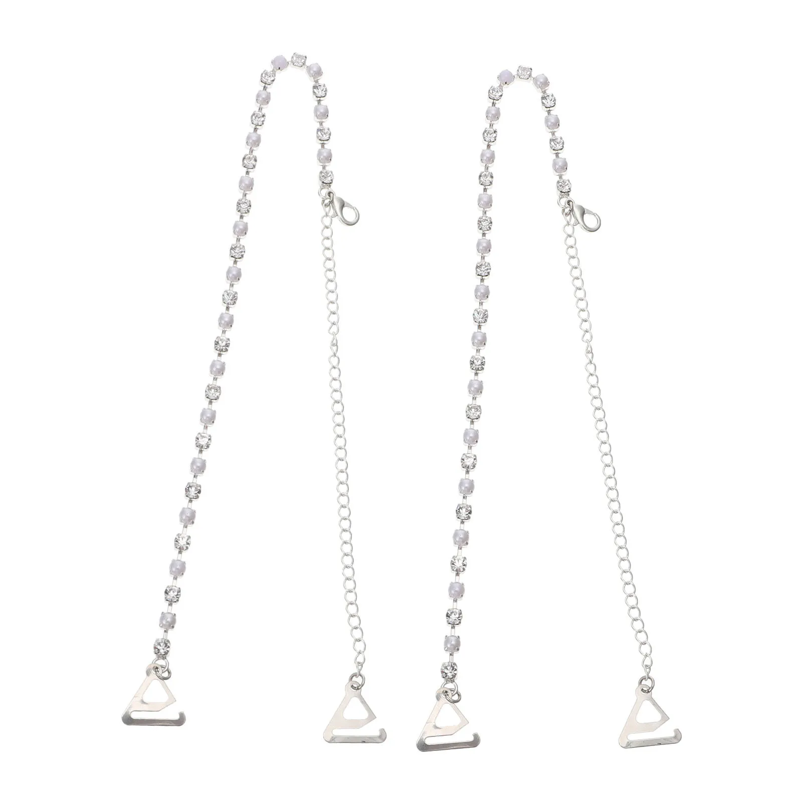 زوج واحد من أشرطة حمالات الصدر المصنوعة من اللؤلؤ الفاخر سهلة الإزالة بدون أكتاف ملابس داخلية غير مرئية فستان الزفاف وحزام الكتف