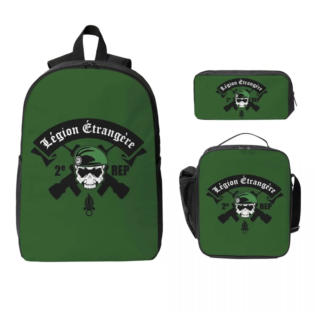

Legion Etrangere Foreign France Military Backpack BookBag School Bag Computer Shoulder Bags 3ps Insulated Lunch Bag Pencil Case